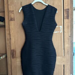 bec + bridge Black Textured Bodycon Dress